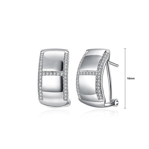 925 Sterling Silver Elegant Fashion Geometric Cubic Zirconia Stud Earrings - Glamorousky