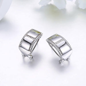 925 Sterling Silver Elegant Fashion Geometric Cubic Zirconia Stud Earrings - Glamorousky