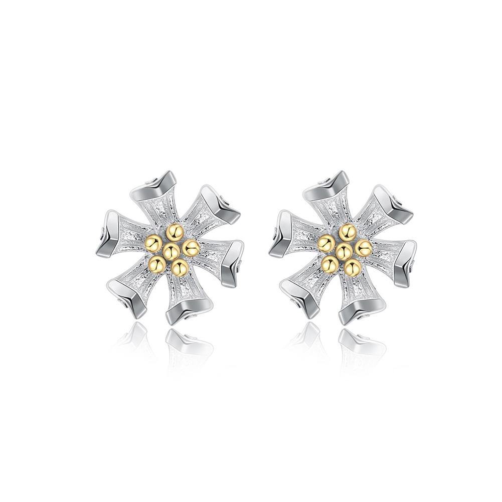 925 Sterling Silver Elegant Fashion Flower Stud Earrings - Glamorousky