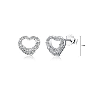 925 Sterling Silver Romantic Fashion Heart Shaped Cubic Zircon Stud Earrings - Glamorousky