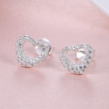 Load image into Gallery viewer, 925 Sterling Silver Romantic Fashion Heart Shaped Cubic Zircon Stud Earrings - Glamorousky