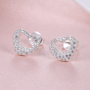 925 Sterling Silver Romantic Fashion Heart Shaped Cubic Zircon Stud Earrings - Glamorousky