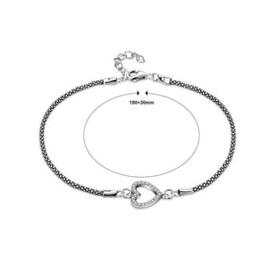 925 Sterling Silver Fashion Simple Hollow Heart Cubic Zirconia Bracelet - Glamorousky