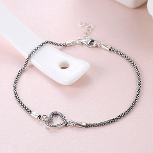 925 Sterling Silver Fashion Simple Hollow Heart Cubic Zirconia Bracelet - Glamorousky
