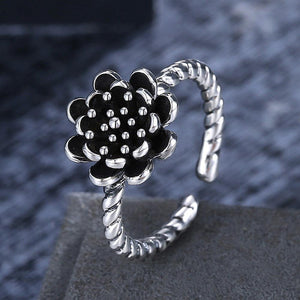 925 Sterling Silver Fashion Elegant Flower Adjustable Open Ring - Glamorousky