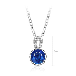 Fashion Elegant Geometric Round Blue Cubic Zircon Pendant with Necklace - Glamorousky