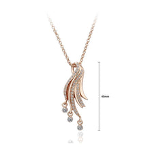 Load image into Gallery viewer, Fashion Plated Rose Gold Wing Pendant with Cubic Zircon and Necklace - Glamorousky