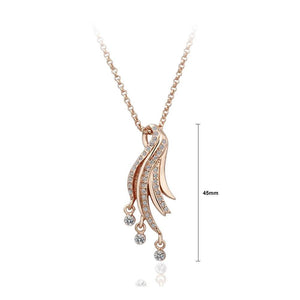 Fashion Plated Rose Gold Wing Pendant with Cubic Zircon and Necklace - Glamorousky