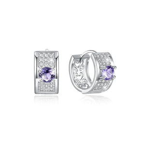 Fashion Bright Geometric Earrings with Purple Cubic Zircon - Glamorousky