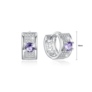 Fashion Bright Geometric Earrings with Purple Cubic Zircon - Glamorousky