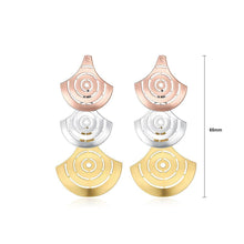 Load image into Gallery viewer, Fashion Exaggerated Plated Gold Hollow Fan-shaped Tri-color Earrings - Glamorousky