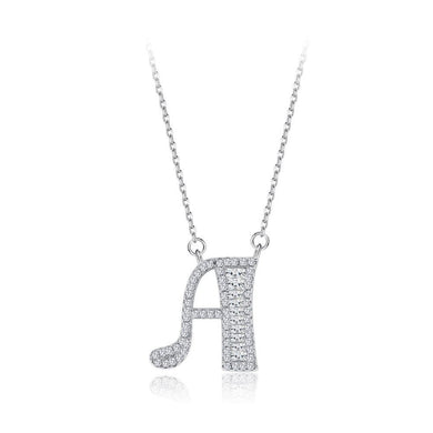 925 Sterling Silver Fashion Personality Letter A Cubic Zircon Necklace - Glamorousky