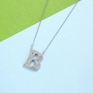 925 Sterling Silver Fashion Personality Letter B Cubic Zircon Necklace - Glamorousky