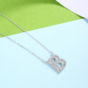 925 Sterling Silver Fashion Personality Letter B Cubic Zircon Necklace - Glamorousky