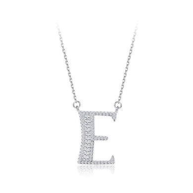 925 Sterling Silver Fashion Personality Letter E Cubic Zircon Necklace - Glamorousky