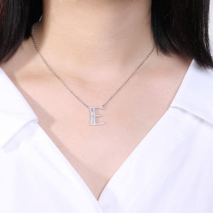 925 Sterling Silver Fashion Personality Letter E Cubic Zircon Necklace - Glamorousky