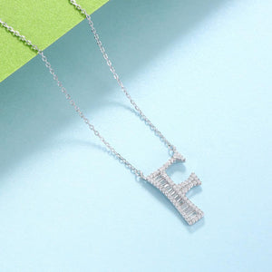 925 Sterling Silver Fashion Personality Letter F Cubic Zircon Necklace - Glamorousky