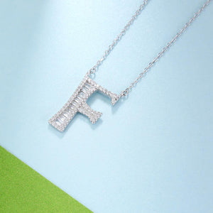 925 Sterling Silver Fashion Personality Letter F Cubic Zircon Necklace - Glamorousky
