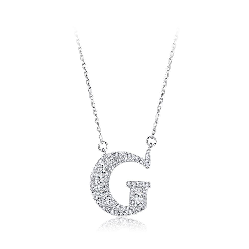 925 Sterling Silver Fashion Personality Letter G Cubic Zircon Necklace - Glamorousky
