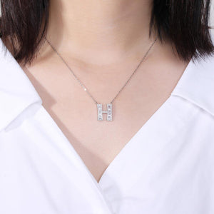 925 Sterling Silver Fashion Personality Letter H Cubic Zircon Necklace - Glamorousky