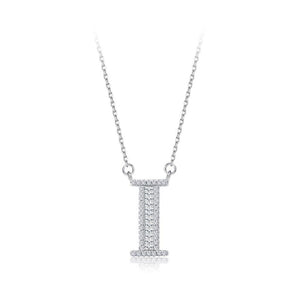 925 Sterling Silver Fashion Personality Letter I Cubic Zircon Necklace - Glamorousky