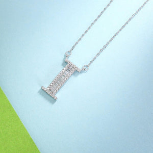 925 Sterling Silver Fashion Personality Letter I Cubic Zircon Necklace - Glamorousky