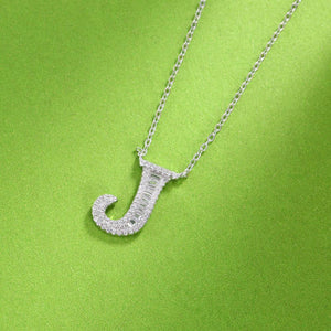 925 Sterling Silver Fashion Personality Letter J Cubic Zircon Necklace - Glamorousky
