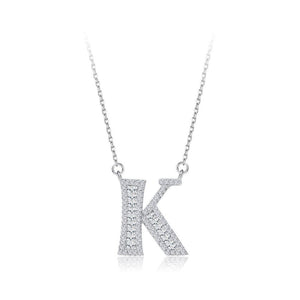 925 Sterling Silver Fashion Personality Letter K Cubic Zircon Necklace - Glamorousky