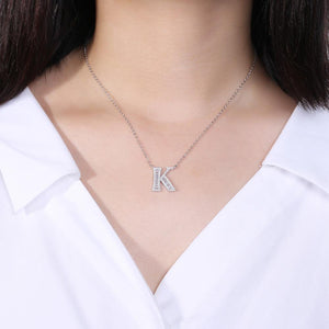 925 Sterling Silver Fashion Personality Letter K Cubic Zircon Necklace - Glamorousky