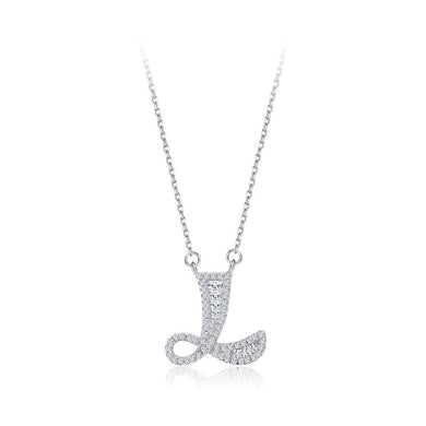 925 Sterling Silver Fashion Personality Letter L Cubic Zircon Necklace - Glamorousky