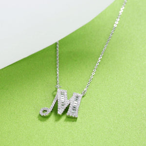 925 Sterling Silver Fashion Personality Letter M Cubic Zircon Necklace - Glamorousky