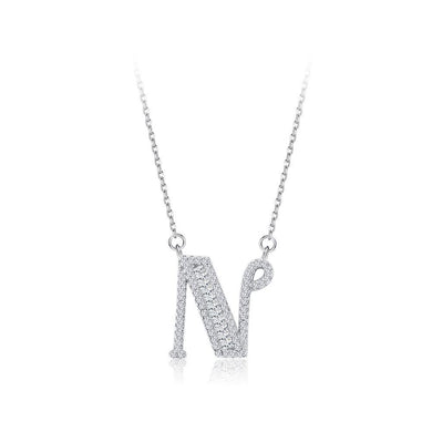 925 Sterling Silver Fashion Personality Letter N Cubic Zircon Necklace - Glamorousky