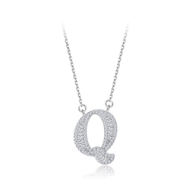 925 Sterling Silver Fashion Personality Letter Q Cubic Zircon Necklace - Glamorousky