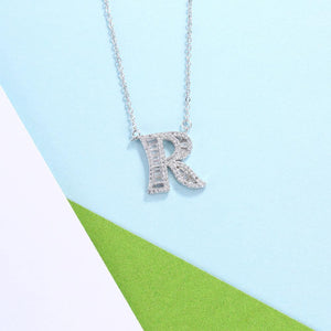 925 Sterling Silver Fashion Personality Letter R Cubic Zircon Necklace - Glamorousky