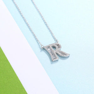 925 Sterling Silver Fashion Personality Letter R Cubic Zircon Necklace - Glamorousky