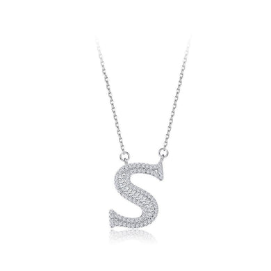 925 Sterling Silver Fashion Personality Letter S Cubic Zircon Necklace - Glamorousky