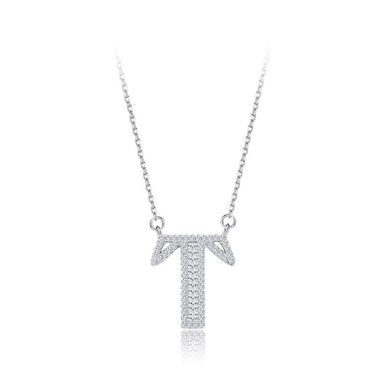 925 Sterling Silver Fashion Personality Letter T Cubic Zircon Necklace - Glamorousky