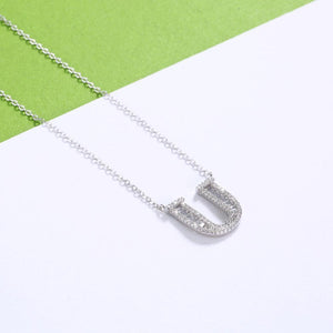 925 Sterling Silver Fashion Personality Letter U Cubic Zircon Necklace - Glamorousky