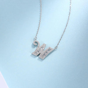 925 Sterling Silver Fashion Personality Letter W Cubic Zircon Necklace - Glamorousky