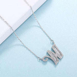 925 Sterling Silver Fashion Personality Letter W Cubic Zircon Necklace - Glamorousky