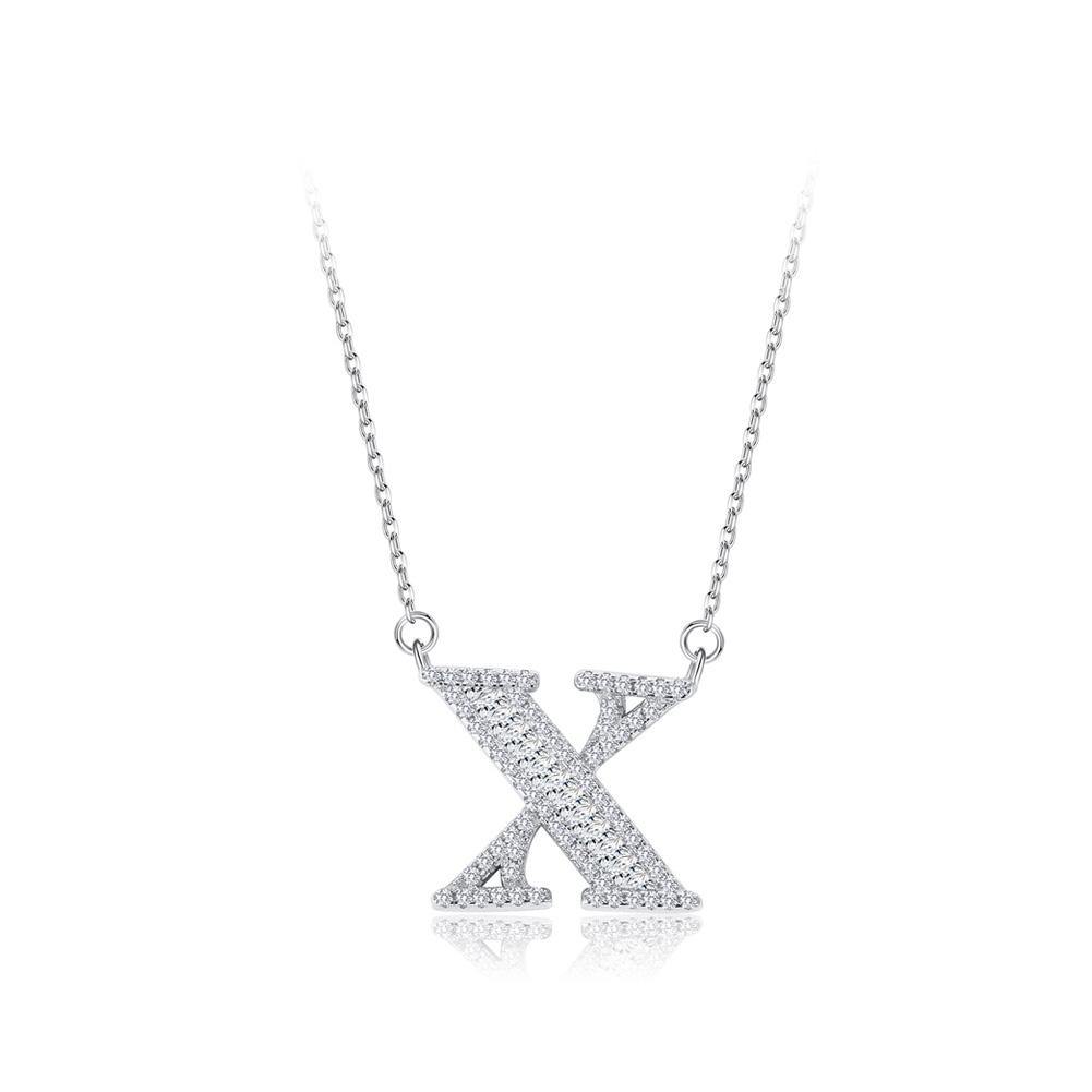 925 Sterling Silver Fashion Personality Letter X Cubic Zircon Necklace - Glamorousky