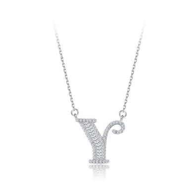925 Sterling Silver Fashion Personality Letter Y Cubic Zircon Necklace - Glamorousky