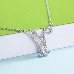 925 Sterling Silver Fashion Personality Letter Y Cubic Zircon Necklace - Glamorousky