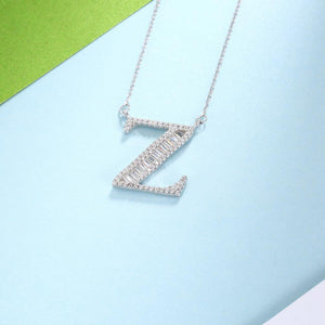 925 Sterling Silver Fashion Personality Letter Z Cubic Zircon Necklace - Glamorousky