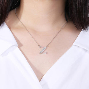 925 Sterling Silver Fashion Personality Letter Z Cubic Zircon Necklace - Glamorousky