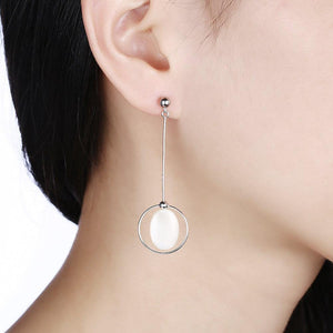 925 Sterling Silver Simple Geometric Hollow Round Shell Tassel Earrings - Glamorousky