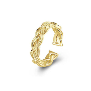 Elegant and Fashion Plated Gold Braided Adjustable Split Ring - Glamorousky