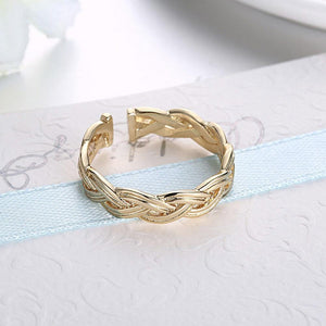 Elegant and Fashion Plated Gold Braided Adjustable Split Ring - Glamorousky