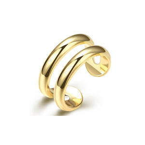Simple and Fashion Plated Gold Cutout Geometric Adjustable Split Ring