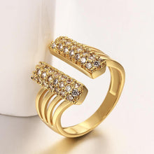 Load image into Gallery viewer, Fashionable Bright Plated Gold Geometric Cubic Zircon Adjustable Open Ring - Glamorousky